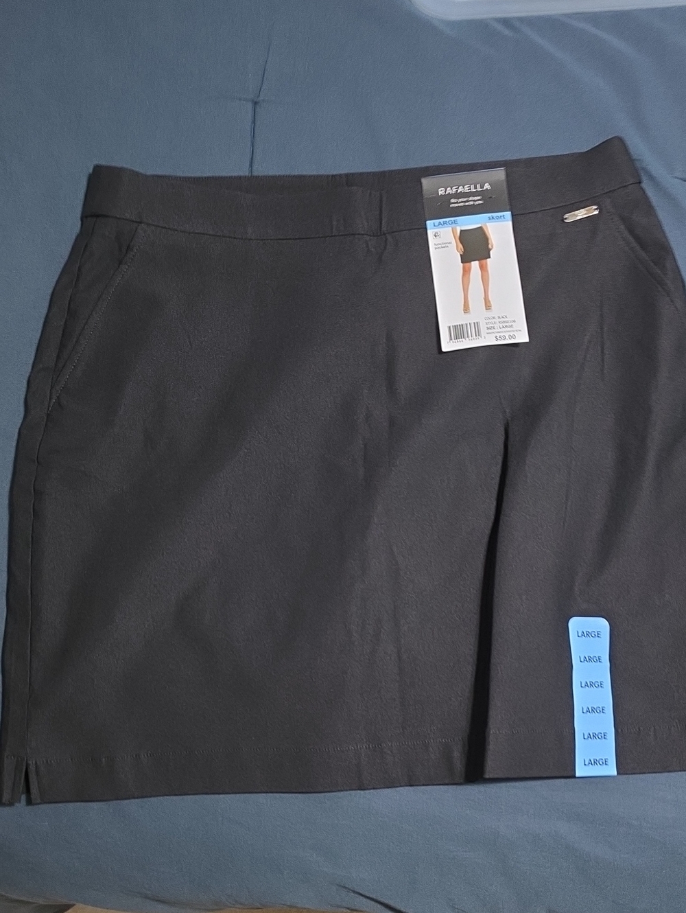 NWT-Large Rafaella Black Skort with Functional Pockets